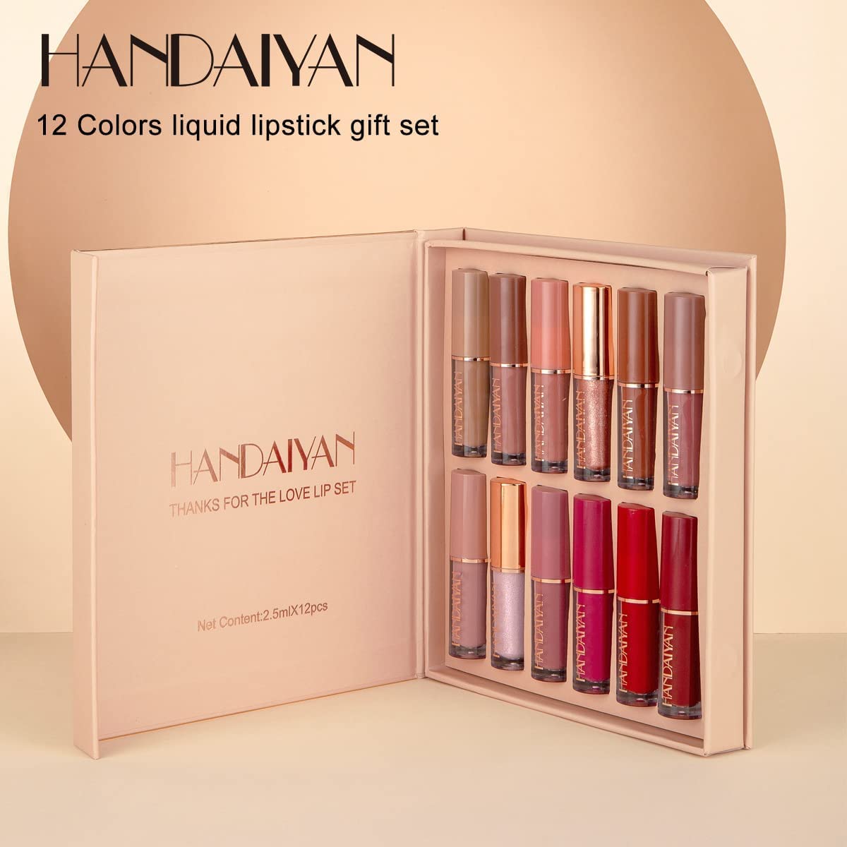 12-Shade Lipstick Set - Handaiyan™ Smudge Proof Velvet Matte Liquid Lipstick - Waterproof, Long-lasting, non-sticky formula